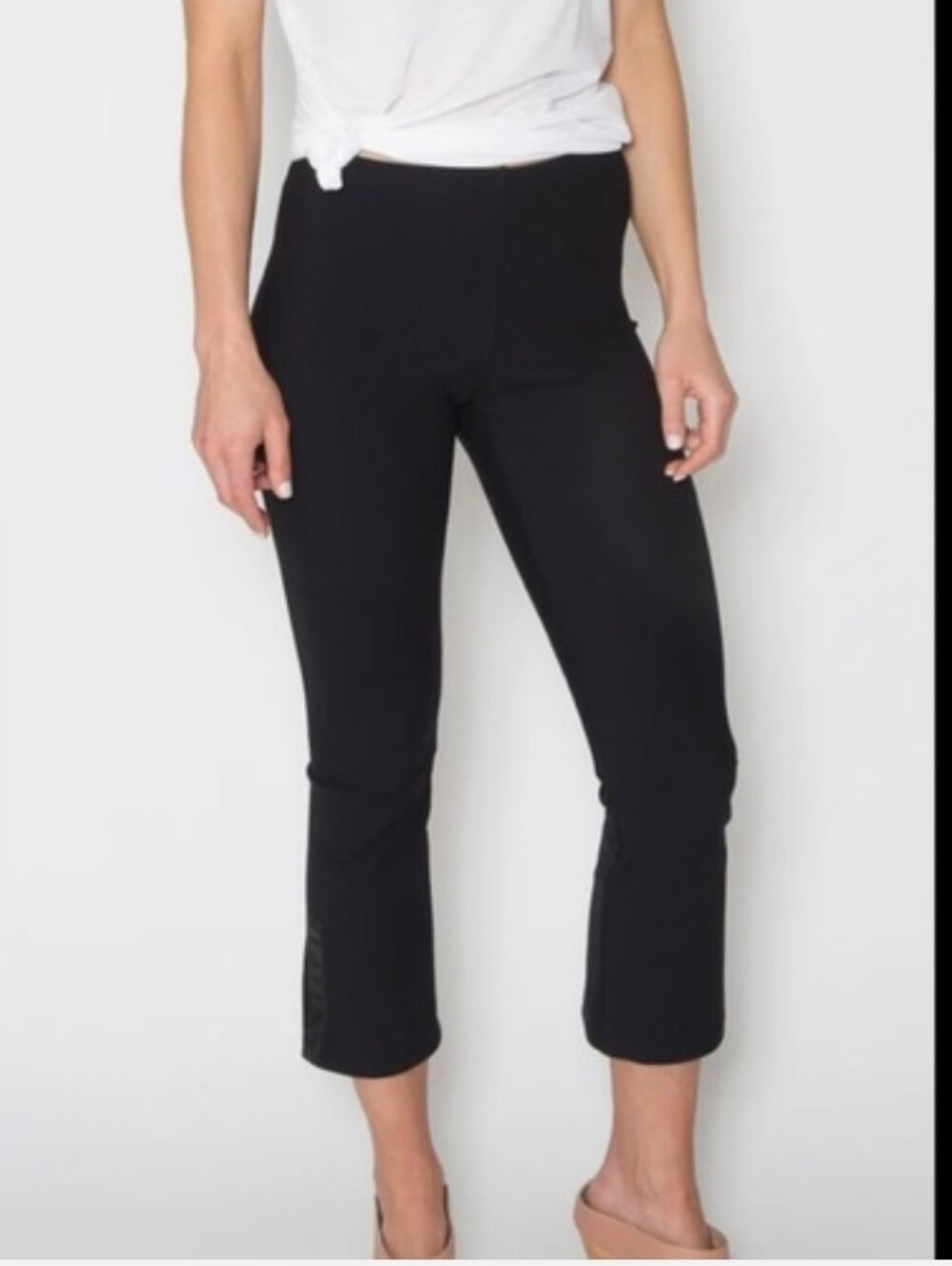 Elaine Kim Mita Black Pants Leather Trim At The Ankle Made In The USA size S